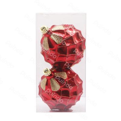 China Christmas Decorations Christmas Ball Plastic Gift Box Contains 2 Red Balls With Goldenb Texture Christmas Decorations Outside Christmas Ornament for sale