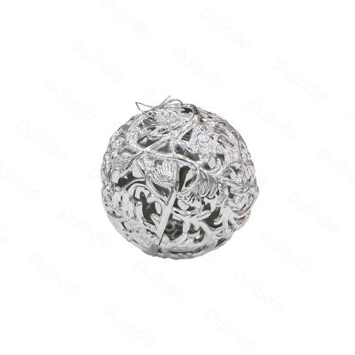 China Puindo 8cm Christmas Ornaments Christmas Tree Decor Ball A170 Christmas Ornament Shatterproof Hanging Plastic Silver Ball for sale