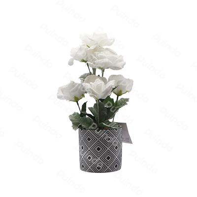 China Home Decoration Puindo Customized 10-30CM Holiday Decoration Artificial White Flower With Pot J15 For Indoor Office Home Decoration for sale