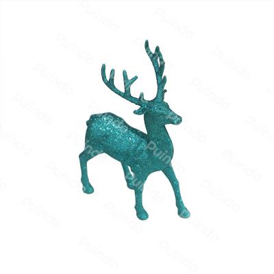 China Puindo Christmas Decorations 10cm Customized Green Christmas Ornament Decoration Reindeer Figurine Holiday Home Christmas Gift for sale