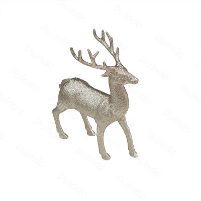 China Puindo Christmas Decorations 10cm Customized Silver Plastic Christmas Ornament Reindeer Figurine Christmas Gift For Festival Home Decoration for sale