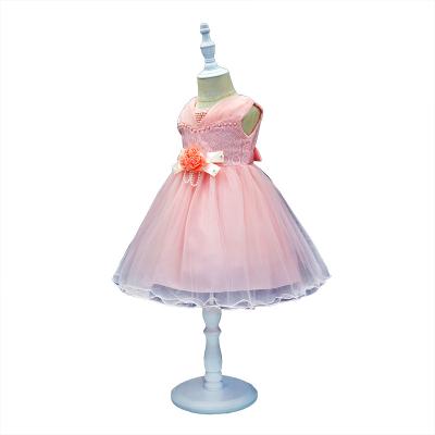 China Breathable Satin Girls Clothing Boutique Kids Beaded Princess Dress with Lace Appliques for 1-4 Years Child for sale