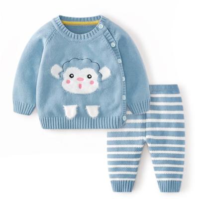 China 2019 Wholesale Spring New Cartoon Design Embroidered Winter Autumn Baby Boy And Girls Breathable Cotton Pajamas Clothing Set for sale