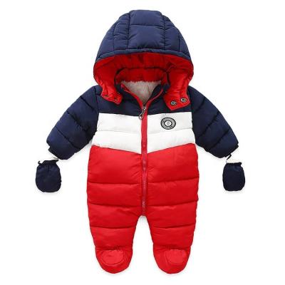 China Winter Plain Baby Boys Toddler Infant Baby Hooded Rompers Warm Thick Warm Clothing Long Sleeve Casual Baby Clothes Rompers for sale