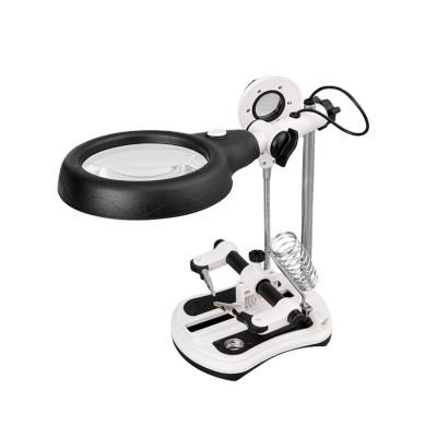 China MG16130-108C metal plug in multi lens auxiliary clip magnifier with 18led lighting table lamp for sale