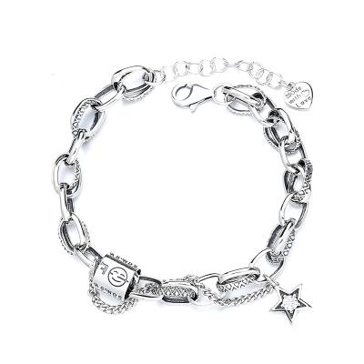 China Women Chain 92.5 Sterling Silver Bracelet Adjustable Star Bracelet Trend Hip Hop Personality Romantic Pendants for sale