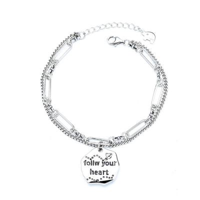 China Romantic Double-Layer Letter Bracelet Quilting Healing With Silver Female Restriction Bracelet for sale