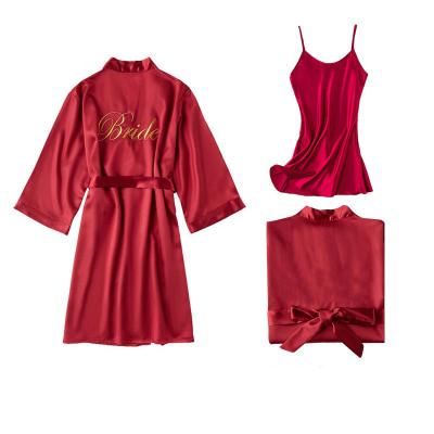 China Others HSC-KHY-Z-017 fashion satin fashionable high quality pajamas three piece pajamas set leisure home pajamas for sale