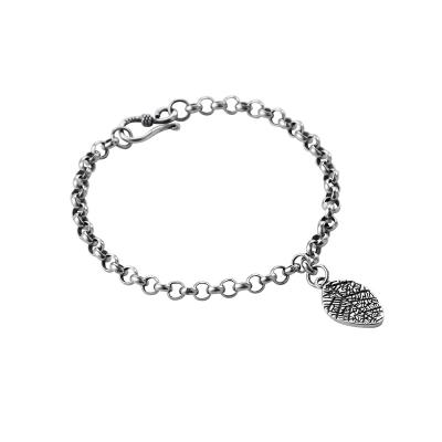 China New 925 Sterling Silver Leaf Bracelet Female Cute Chain Thai Adjustable 925 Silver Leaf Charm Bracelet Retro for sale