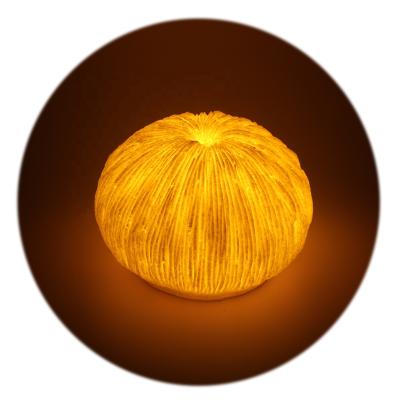 China Modern Ribbed Coral Yellow LED Night Light Home Decor with Timer, Sandstone Texture, Battery Operated for Party, Birthday, Indoor, Bedr for sale