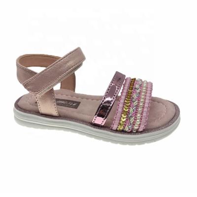 China Soft Bottom Toe Cute Princess Shoes Girls Flat Sandals Summer Children Sandals Girls Floral Braided Jelly Open Strap Anti-slippery for sale