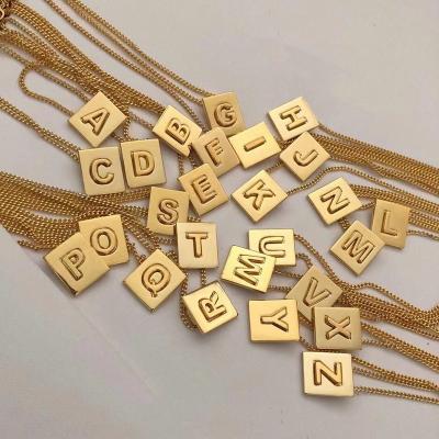 China Fashionable square alphabet necklace with 26 letters, full of three-dimensional sense, thickened electroplating, adjustable chain body, vers for sale