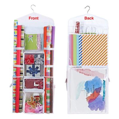 China Sustainable Hot Sales Tiktok Hanging Double Sided Wrapping Paper Storage With Multiple Pockets Organize Your Gift Wrap for sale