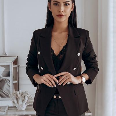 China Autumn New Fashion Casual Viable blazer 2021 formal women office button cross ladies coat short temperament elegant top for sale