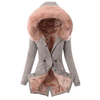 China QUICK DRY women warm winter jacket women down warm coldker hooded cotton jacket solid color cotton fur collar for sale