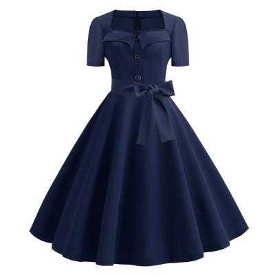 China Anti-Wrinkle 2021 Summer Rockabilly 50s Vintage Casual Dress Vintage Rockabilly 50s Jurken Party Vestidos for sale