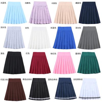 China Viable Japanese Solid Color Macaron High-waisted Skirt Pleated Skirt With Inner Panty Elastic Band for sale