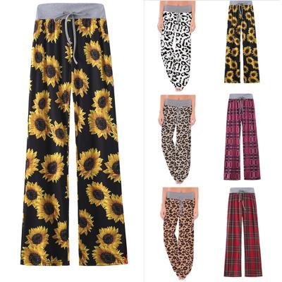 China WOMEN FLORAL CASUAL SUMMER PANTS YOGA PALAZZO SUSTAINABLE BOHO WIDE LEG WIDE LEG LONG LOUNGE USE for sale