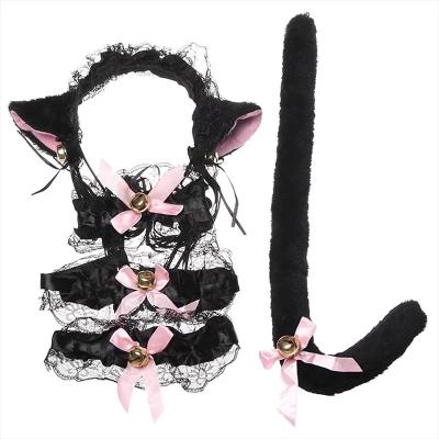 China Japanese Animation Cosplay Props Lace Cat Ear Headband Hair Accessories Cat Ear Headband Long Tassel Timothy Maid for sale