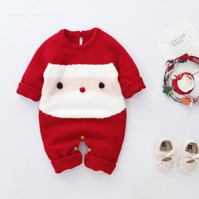 China 2021 Sustainable Christmas Baby Clothes For Newborn Acrylic Knit Infant Romper Jumpsuit for sale