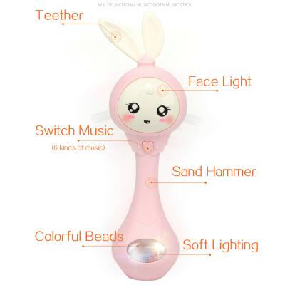 China Baby Musical Music Rattle Toys Rabbit Teether Flashing Hand Bells Mobile Infant Cry Tear Clicks Newborn Early Educational Toys 0-12M for sale