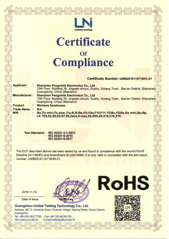 RoHS - Shenzhen Pengxinfa Electronics Co., Ltd.