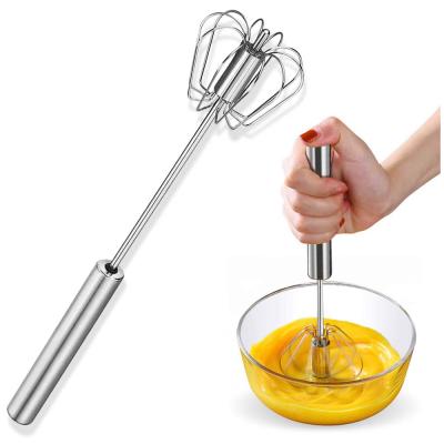 China Viable Stainless Steel Eggbeater Turning Eggbeater Cooking Tools Manual Stainless Steel Kitchen Mixer Semi-automatic Hand Beater for sale