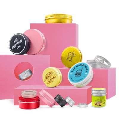 China 5mL 30ml 50g 60mL 125g 150g 200mL 250g 250mL Gold Hair Wax Cosmetic Jars Small Tin Packaging Aluminum Tins White Black Pink Tins for sale