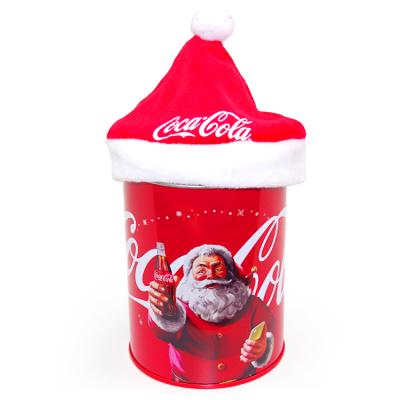 China Wholesale Custom Food Metal Christmas Round Biscuit Cookie Tins Box With Cap for sale