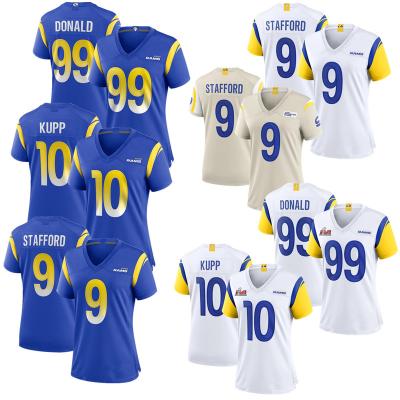 China Lady Football - Los Angeles Antibacterial Women's Jersey 9 Player Jersey 9 Aaron Donald Cooper Matthew Stafford 10 Royal Kupp Bone for sale