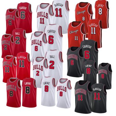 China 2022 DeMar DeRozan 8 Zach LaVine 2 Lonzo Chicago 6 Caruso Basketball Jerseys 11 Antibacterial Ball Stitched USA Team Jersey - Home Red for sale