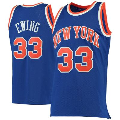 China Patrick Ewing New York Throwback Jerseys #33 Retro Quilted USA Basketball Tank Top Quality Antibacterial Classics - Blue for sale