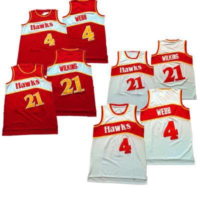 China Spud Webb 21 Dominique Wilkins Stitched American Sport Classics Antibacterial Tank Tops 4 Retro Atlanta Throwback Basketball Tank Tops - Red for sale