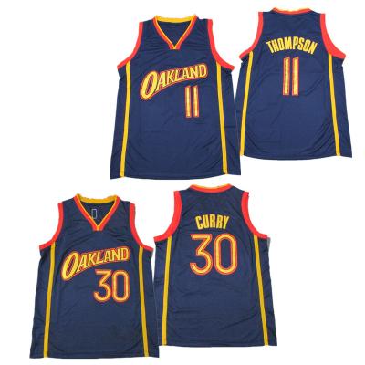 China 2022 Stephen Curry Antibacterial City Edition Navy 11 Klay Thompson Stitched Retro Oakland Jersey Golden State Throwback 30 Jerseys for sale