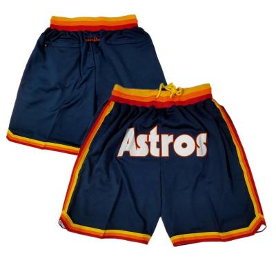 China 2022 Anti-wrinkle Men's Sports Workout Zipper Just Pocket Jose Altuve Pants Streetwear Embroidery Houston Don Astro Shorts American Baseball for sale