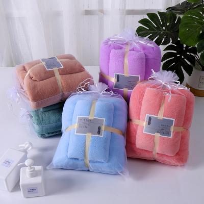 China Factory Wholesale High Quality Microfiber Multiple-Use Solid Color 3pcs Towel Set QUICK DRY for sale