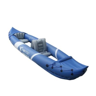 China Customized Leisure Hot Selling Ocean Blue Printing One Person PVC Inflatable Kayak Rigid Fabric Sit On Top Sea Kayak for sale