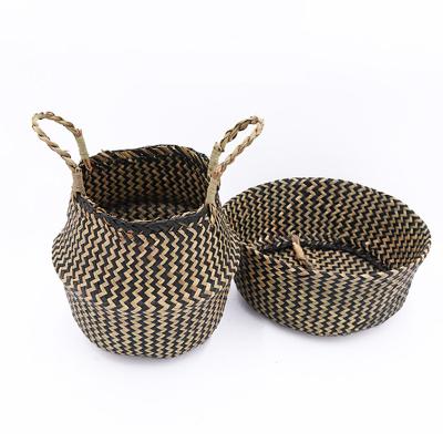 China Hot Selling Natural Black White Striped Plant Viable Big Belly Basket Of Plant Plankton For Storage for sale