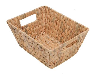 China Sustainable Hot Selling Water Hyacinth Storage Basket Bin Basket With Wooden Handles Set Baskets for sale