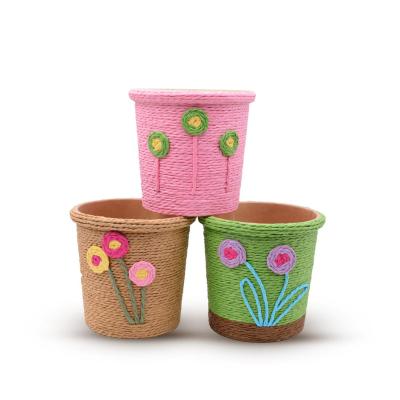 China Rope Stocked Paper Basket With Plastic Pot As Flower Gift Basket And Eco - Friendly Decoration Baskets for sale