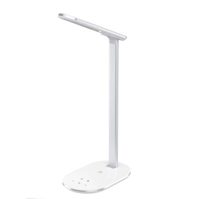 China Modern Dimmable Brightness And Adjustable CCT Qi Table Charger Led Lamp With Wireless Charging for sale