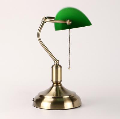 China Hot 2022 EUROPEAN LED Desk Lamp for Home Decor Bank Jade Metal Table Copper Touch Lamp Restaurants Bar Light with Adjustable Shade for sale