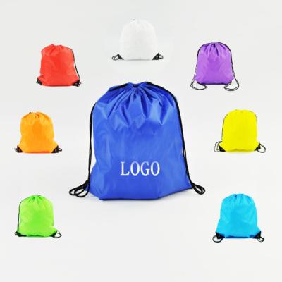 China Reusable Custom Logo Plain 210Dd Polyester Drawstring Bag Printed Polyester Gym Bags for sale