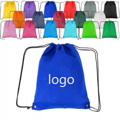 China Reusable Custom Logo Plain Drawstring Bag Polyester Drawstring Bag Polyester Gym Bag Backpack for sale