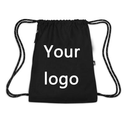 China Customized Reusable Waterproof Reusable Sport 420d Polyester Oxford Nylon Drawstring Bag With Logo Print for sale