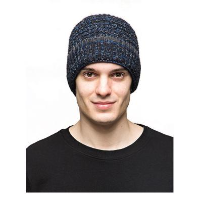 China Custom Reflective Knitted Warm Fuzzy COMMON Beanie Winter Men's Cotton Blend Acrylic Blend Hat for sale