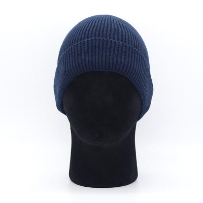 China COMMON Wholesale Simple Cashmere Beanie Hat Customized Unisex Winter Knit Beanie Hat With Leather Skull Logo for sale