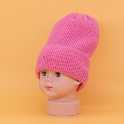 China COMMON Boutique Solid Color Baby Pink Winter Covers Beanie Woolen Knit Cap Hat for sale