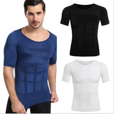 China Breathable Gym Workout Men Corset Body Tight T-shirts Slim Shaper Men for sale