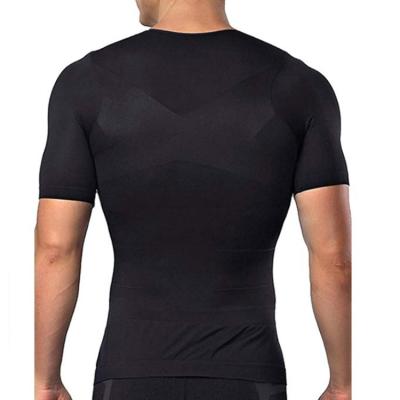 China Breathable Slim Lift Men Chest Corset Slimming Vest Body Tight T-shirts for sale